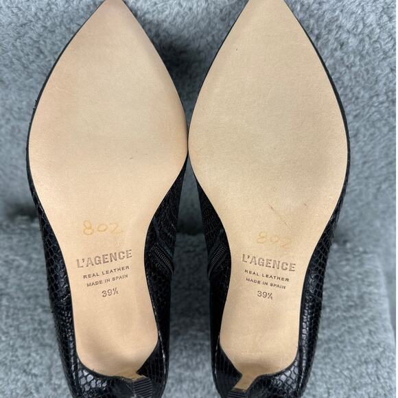 L'AGENCE Aimee Pointed Toe Leather Boots Black Kitten Heel Size 39.5 NWOB - Picture 5 of 8